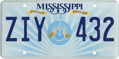 MS license plate ZIY432