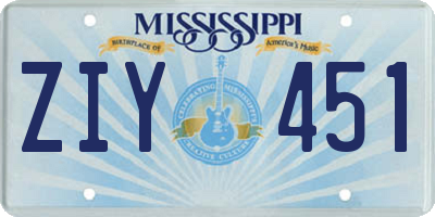 MS license plate ZIY451