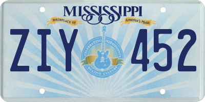 MS license plate ZIY452
