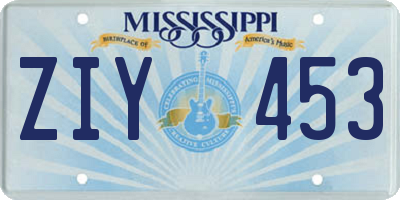 MS license plate ZIY453