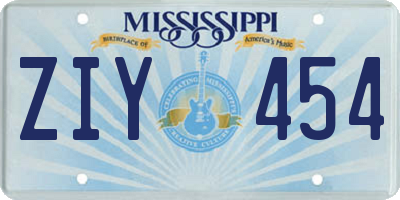 MS license plate ZIY454