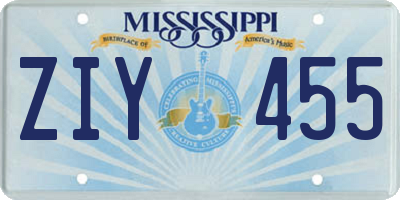 MS license plate ZIY455