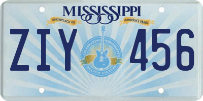 MS license plate ZIY456