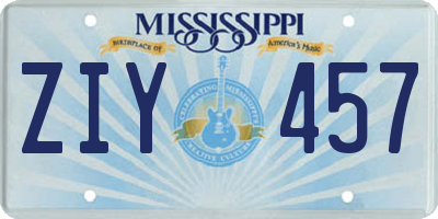 MS license plate ZIY457