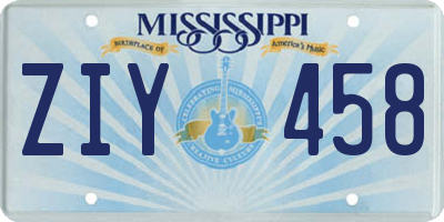 MS license plate ZIY458
