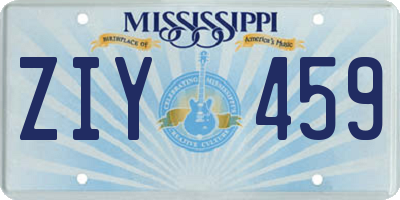 MS license plate ZIY459
