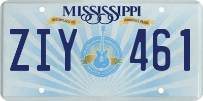 MS license plate ZIY461