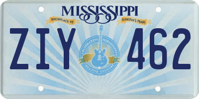 MS license plate ZIY462