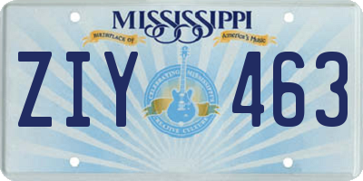 MS license plate ZIY463