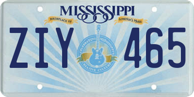 MS license plate ZIY465
