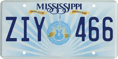 MS license plate ZIY466