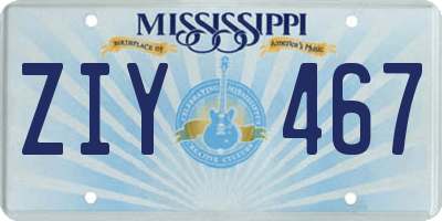 MS license plate ZIY467