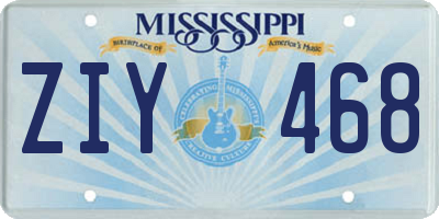 MS license plate ZIY468