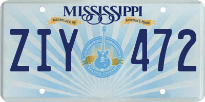 MS license plate ZIY472