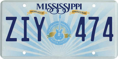 MS license plate ZIY474