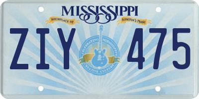 MS license plate ZIY475