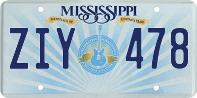 MS license plate ZIY478