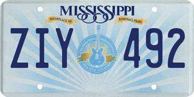 MS license plate ZIY492