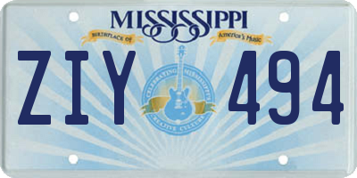 MS license plate ZIY494