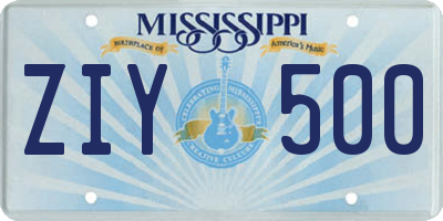 MS license plate ZIY500