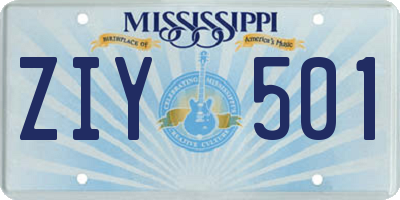 MS license plate ZIY501