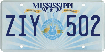 MS license plate ZIY502
