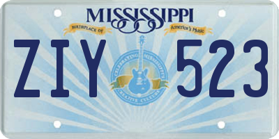 MS license plate ZIY523