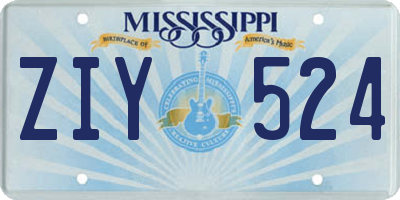 MS license plate ZIY524