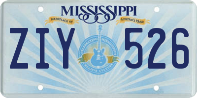 MS license plate ZIY526