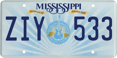 MS license plate ZIY533