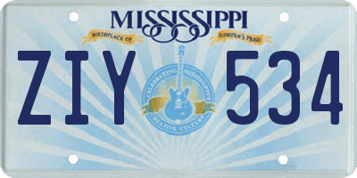 MS license plate ZIY534