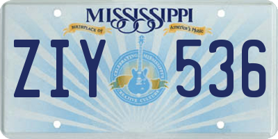 MS license plate ZIY536