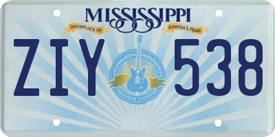 MS license plate ZIY538