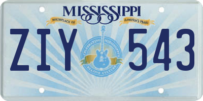 MS license plate ZIY543