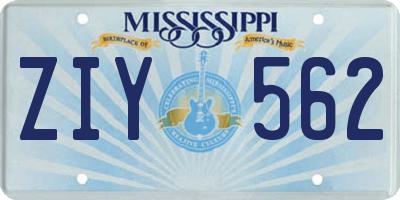MS license plate ZIY562