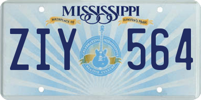 MS license plate ZIY564