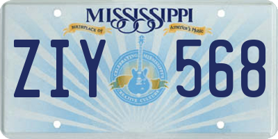 MS license plate ZIY568