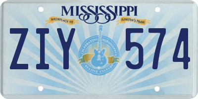 MS license plate ZIY574