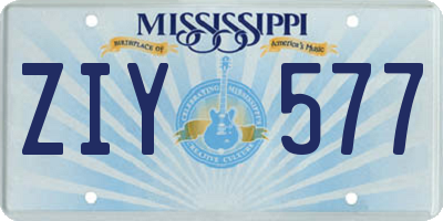 MS license plate ZIY577