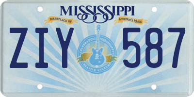 MS license plate ZIY587