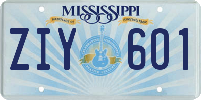 MS license plate ZIY601