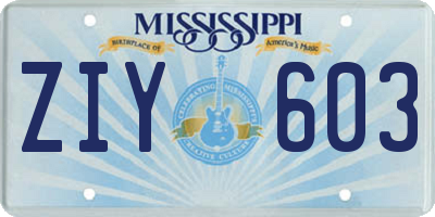 MS license plate ZIY603