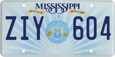 MS license plate ZIY604