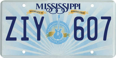 MS license plate ZIY607