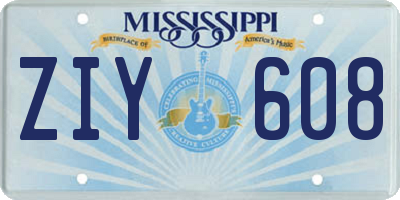 MS license plate ZIY608
