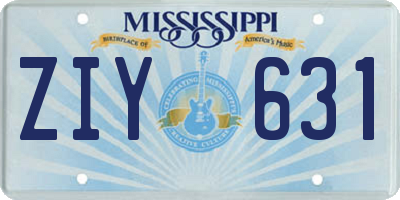 MS license plate ZIY631