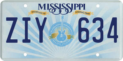 MS license plate ZIY634