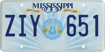 MS license plate ZIY651