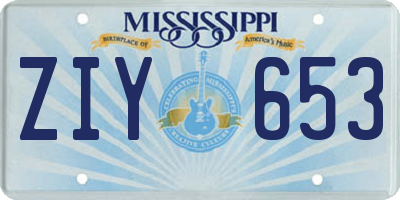 MS license plate ZIY653