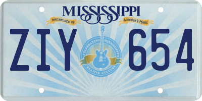 MS license plate ZIY654